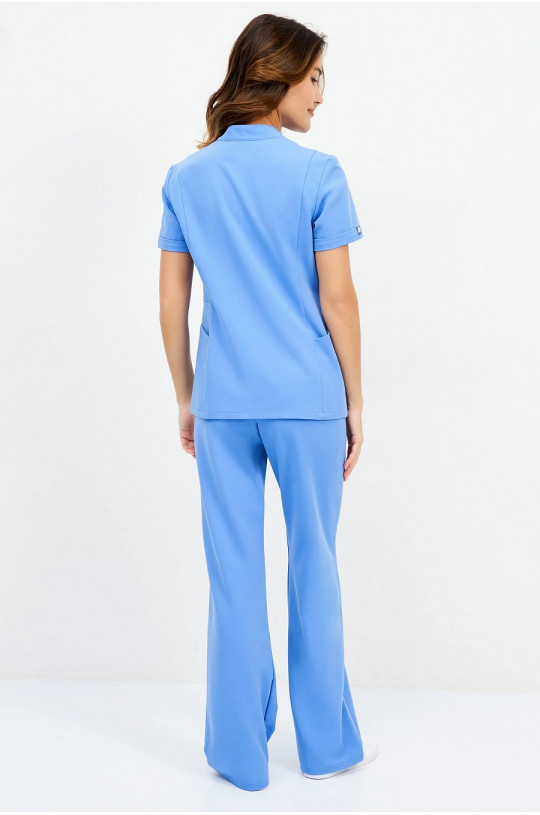 Брюки медицинские женские 1-28-15 (лазурно голубой Azur blue 10, Curly)
