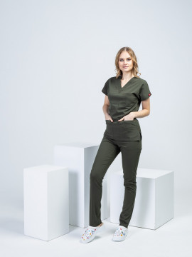 Костюм медицинский женский U-FLEX LYCRA (оливковый, стрейч)