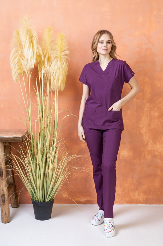 Костюм медицинский женский U-FLEX LYCRA (сливовый, стрейч)
