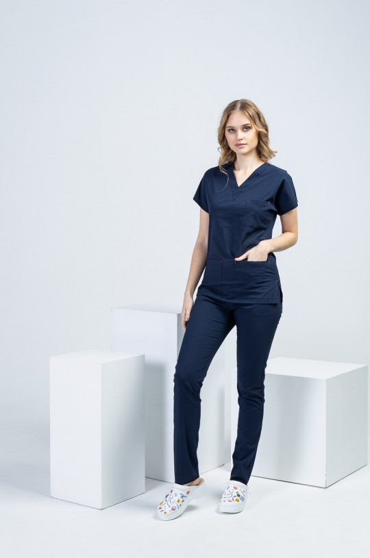 Костюм медицинский женский U-FLEX LYCRA (т.синий, стрейч)